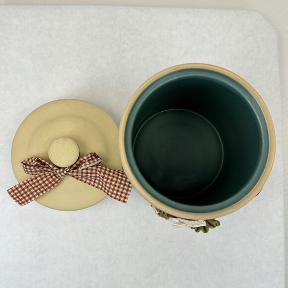 Happy Holidays Santa Claus Stoneware Cookie Jar with Lid Canister Crock 7.25 in - Picture 7 of 13